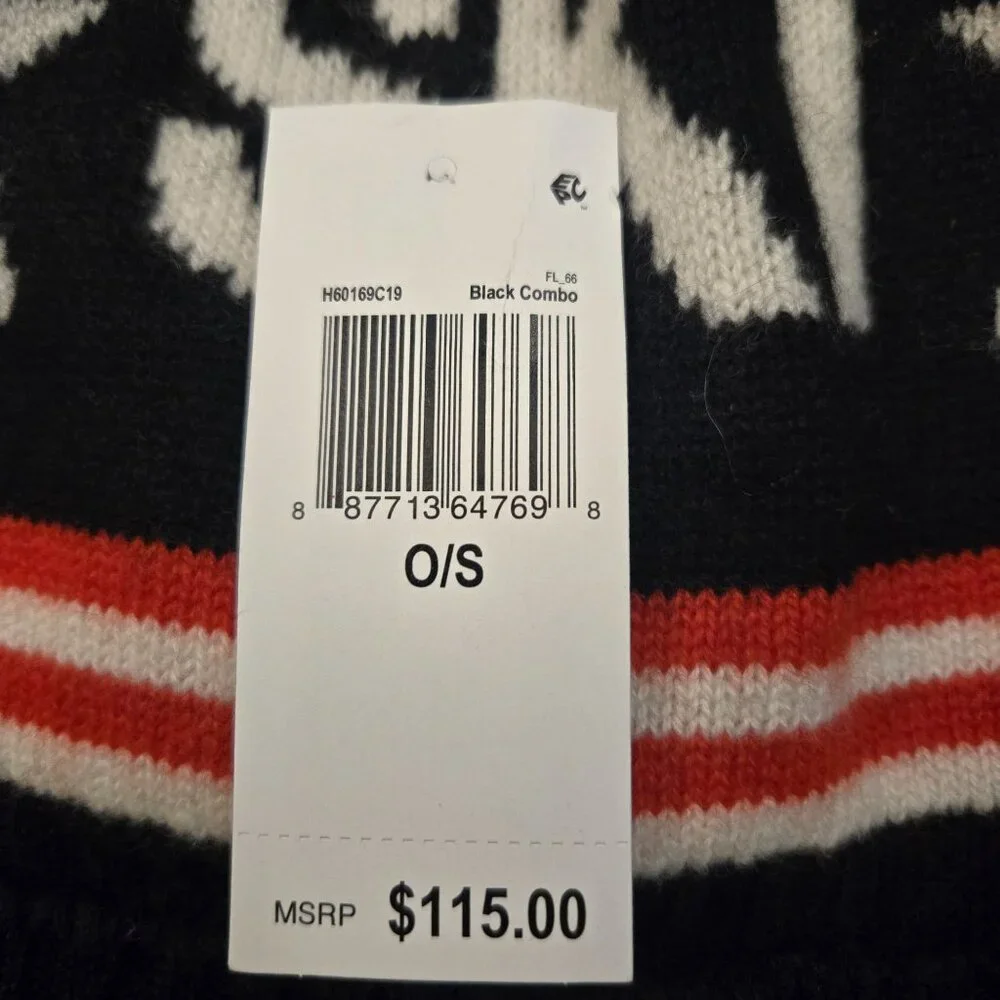 Minnie Rose Cashmere Beanie SKI Striped & Stars Black Winter Gorpcore NWT